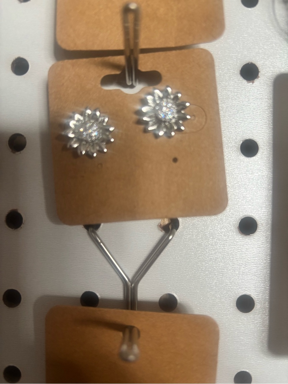 Silver Crystal Floral Stud Earrings - Women's Jewelry